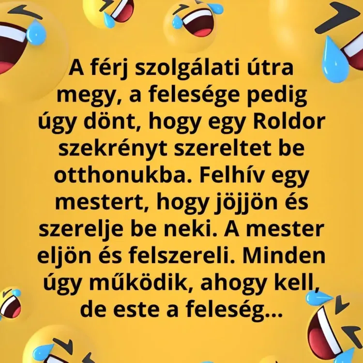 Vicc: A feleség egy Roldor szekrényt akar beszereltetni