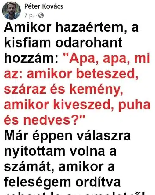 Vicc: A feleségnek kétségei támadtak, hogy a férje mit fog válaszolni…
