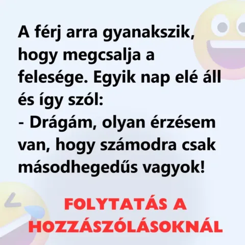 Vicc: A férj arra gyanakszik, hogy megcsalja a felesége