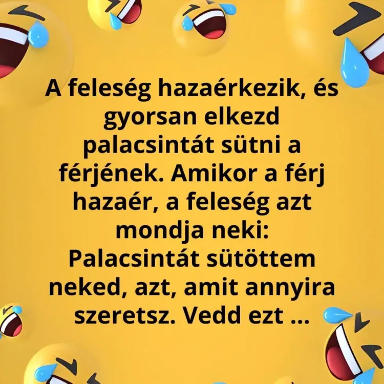 Vicc: A férj helyesen gyanítja, hogy a felesége igyekezete mögött