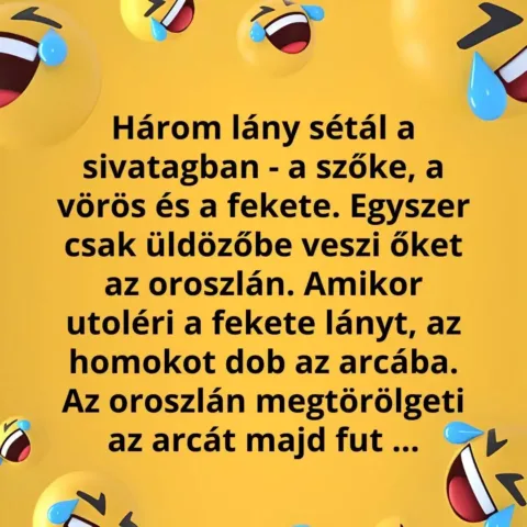 Vicc: A három lányt a sivatagban egyszer csak üldözőbe veszi