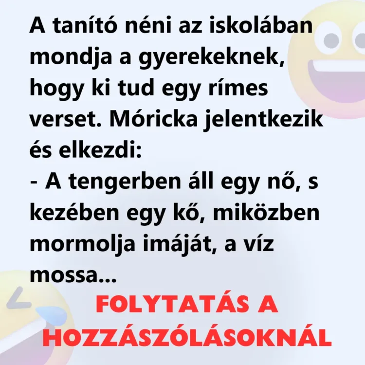 Vicc: A tanító néni az iskolában mondja a gyerekeknek