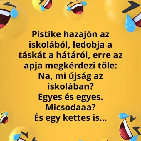 Vicc: Az apa megkérdezi a fiától, hogy milyen jegyeket kapott