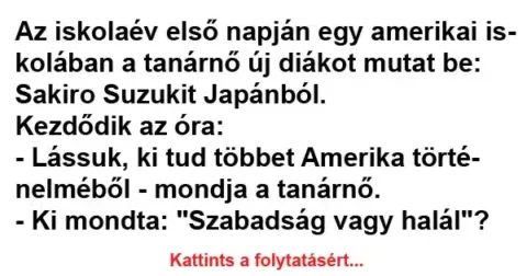 Vicc: Az iskolaév első napján egy amerikai iskolában a tanárnő új…
