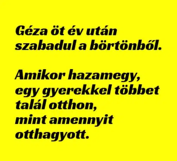 Vicc: Géza öt év után szabadul a börtönből - TUDNOD Vicc: Géza öt év után szabadul a börtönből