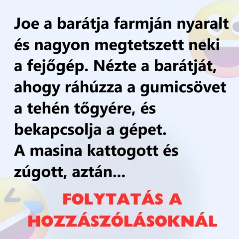 Vicc: Joe a barátja farmján nyaralt Vicc: Joe a barátja farmján nyaralt