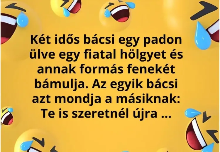 Vicc: Két idős bácsi egy fiatal lányban gyönyörködik a parkban