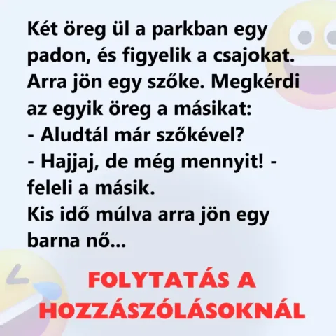 Vicc: Két öreg ül a parkban egy padon, és figyelik a csajokat