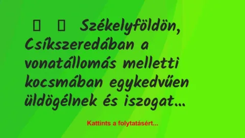 Vicc: 
	    	    Székelyföldön, Csíkszeredában a vonatállomás melletti…