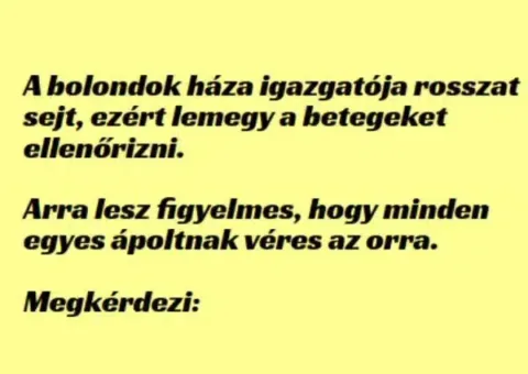 Vicc: A bolondok háza igazgatója rosszat sejt, ezért lemegy a... Vicc: A bolondok háza igazgatója rosszat sejt, ezért lemegy a…