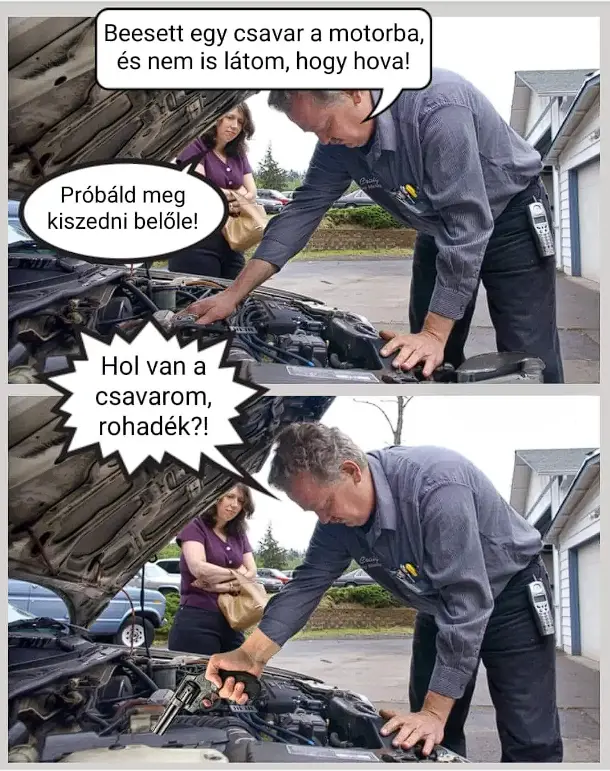 Vicc: Beesett egy csavar a motorba…