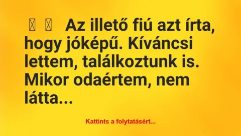 Vicces történet: 
	    	    


Az illető fiú azt írta, hogy jóképű….