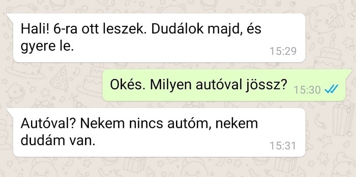 autós üzenet