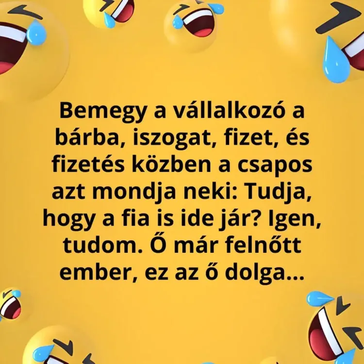 Vicc: A csapos beleköt a vállalkozóba és annak a fiát