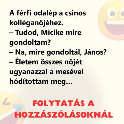 Vicc: A férfi odalép a csinos kolléganőjéhez