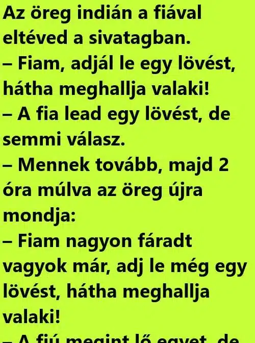 Vicc: Az öreg indián a fiával eltéved a sivatagban Vicc: Az öreg indián a fiával eltéved a sivatagban