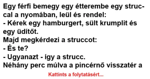 Vicc: Egy férfi bemegy egy étterembe egy struccal a nyomában – Néhány jó…