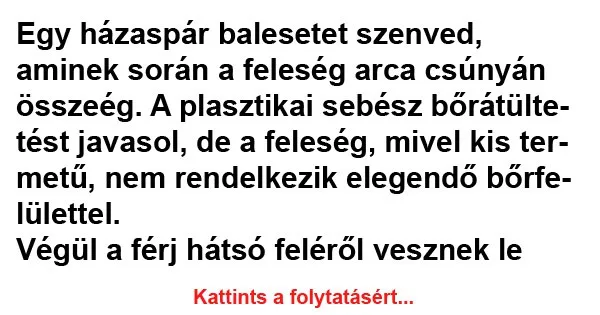 Vicc: Egy házaspár balesetet szenved Vicc: Egy házaspár balesetet szenved