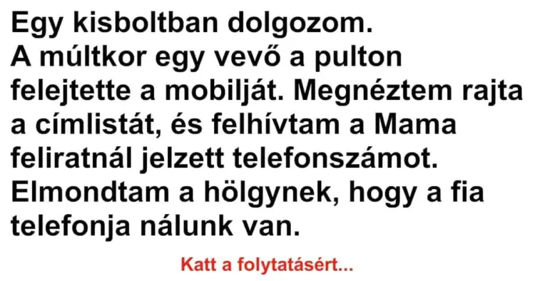 Vicc: Egy kisboltban dolgozom Vicc: Egy kisboltban dolgozom