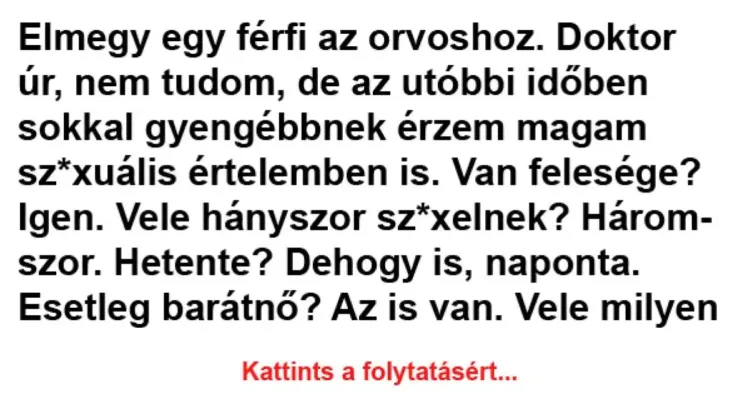 Vicc: Elmegy egy férfi az orvoshoz - Vicc: Elmegy egy férfi az orvoshoz –