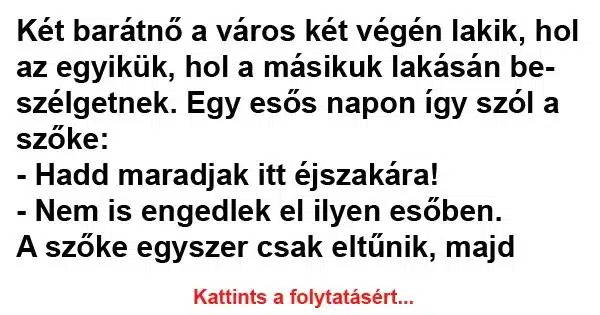 Vicc: Két barátnő a város két végén lakik Vicc: Két barátnő a város két végén lakik
