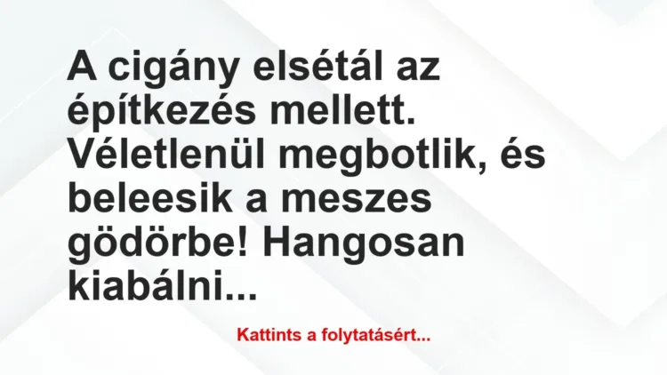 Vicc: A cigány elsétál az építkezés mellett. Véletlenül… Vicc: A cigány elsétál az építkezés mellett. Véletlenül…