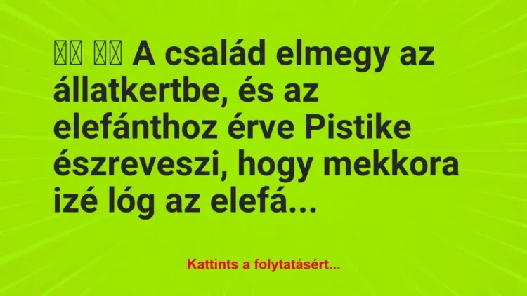 Vicc:
A család elmegy az állatkertbe, és … Vicc:
A család elmegy az állatkertbe, és …