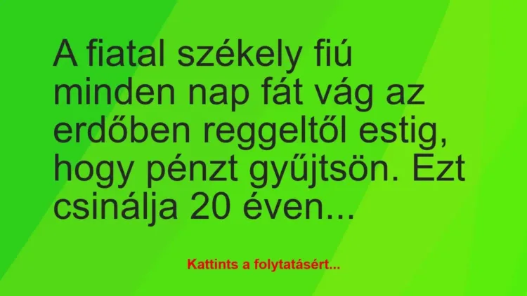 Vicc: A fiatal székely fiú minden nap fát vág az erdőben… Vicc: A fiatal székely fiú minden nap fát vág az erdőben…