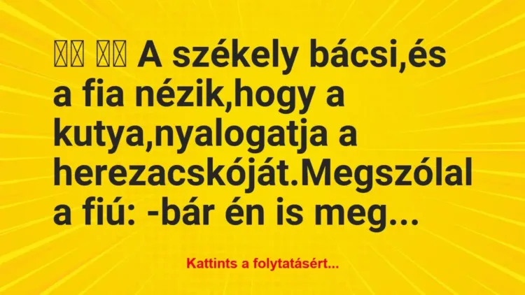 Vicc:
A székely bácsi,és a fia nézik,hogy… Vicc:
A székely bácsi,és a fia nézik,hogy…