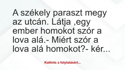 Vicc: A székely paraszt megy az utcán. Látja ,egy ember…