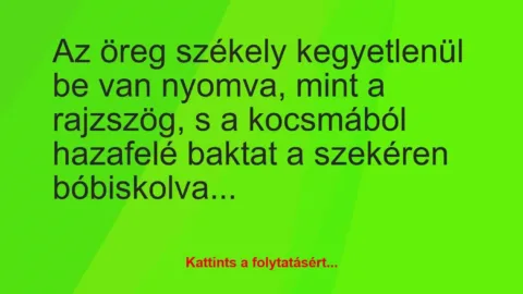 Vicc: Az öreg székely kegyetlenül be van nyomva, mint a…