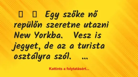 Vicc: 
	    	    Egy szőke nő repülőn szeretne utazni New…