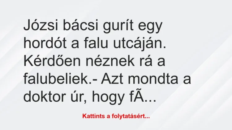 Vicc: Józsi bácsi gurít egy hordót a falu utcáján. Kérdően… Vicc: Józsi bácsi gurít egy hordót a falu utcáján. Kérdően…