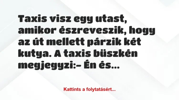 Vicc: Taxis visz egy utast, amikor észreveszik, hogy az út… Vicc: Taxis visz egy utast, amikor észreveszik, hogy az út…