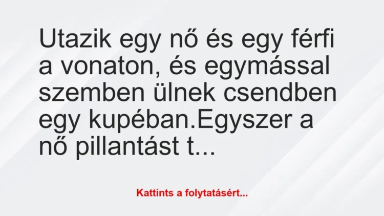 Vicc: Utazik egy nő és egy férfi a vonaton, és egymással… Vicc: Utazik egy nő és egy férfi a vonaton, és egymással…