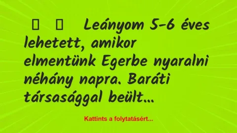 Vicces történet: 
	    	    


Leányom 5-6 éves lehetett, amikor…
