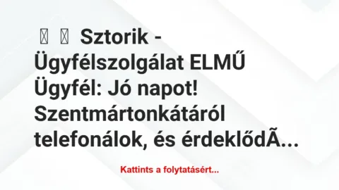 Vicces történet: 
	    	    Sztorik – Ügyfélszolgálat ELMŰ


Ügyfél: Jó napot!…