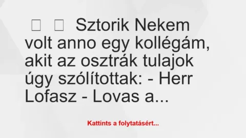 Vicces történet: 
	    	    Sztorik


Nekem volt anno egy kollégám, akit az…