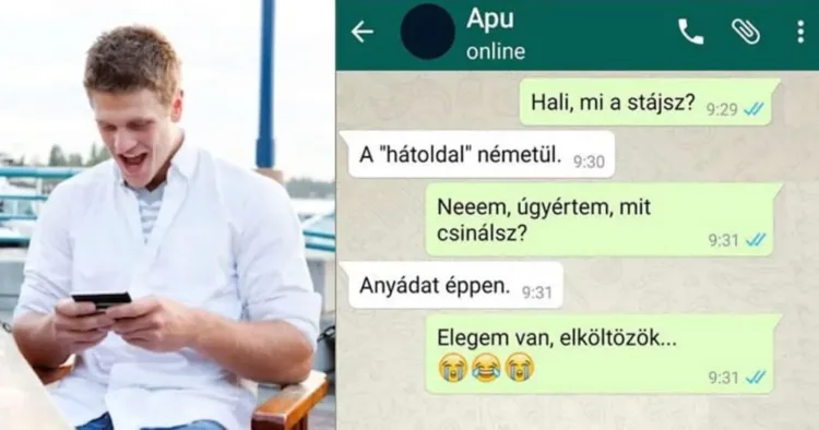 Vicc: Vicces SMS-ek apák és fiaik között, amit nem lehet Vicc: Vicces SMS-ek apák és fiaik között, amit nem lehet kibírni nevetés…