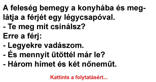 Vicc: A feleség bemegy a konyhába Vicc: A feleség bemegy a konyhába