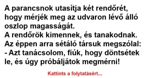 Vicc: A parancsnok utasítja két rendőrét