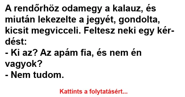 Vicc: A rendőrhöz odamegy a kalauz Vicc: A rendőrhöz odamegy a kalauz