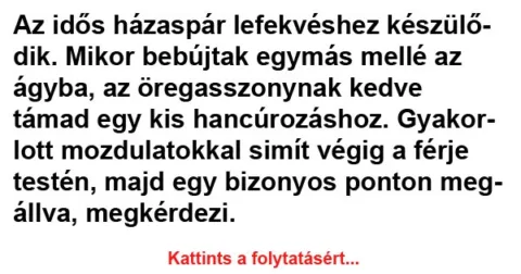 Vicc: Az idős házaspár lefekvéshez készülődik Vicc: Az idős házaspár lefekvéshez készülődik