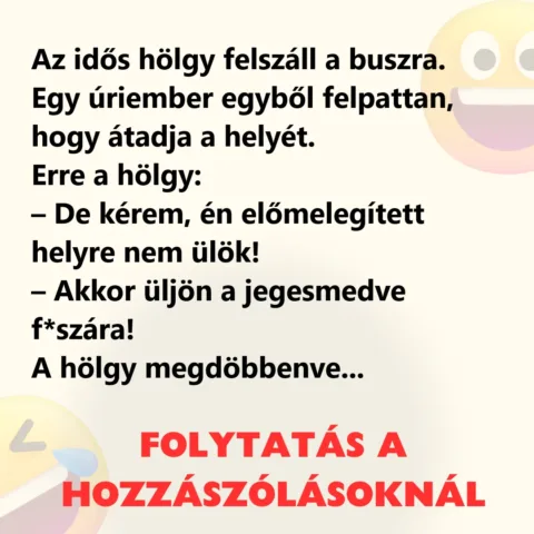 Vicc: Az idős hölgy felszáll a buszra