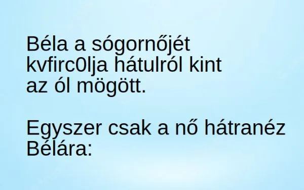 Vicc: Béla a sógornőjét az ól mögött Vicc: Béla a sógornőjét az ól mögött