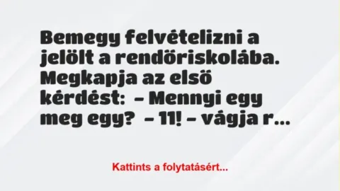 Vicc: Bemegy felvételizni a jelölt a rendőriskolába.