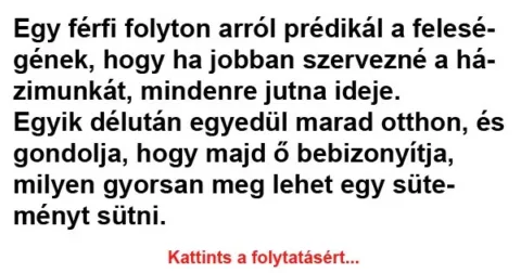 Vicc: Egy férfi folyton arról prédikál a feleségének