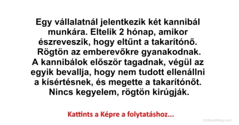Vicc: Egy vállalatnál jelentkezik két kannibál munkára