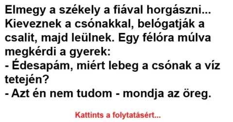 Vicc: Elmegy a székely a fiával horgászni…