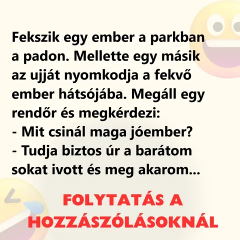 Vicc: Fekszik egy ember a parkban a padon